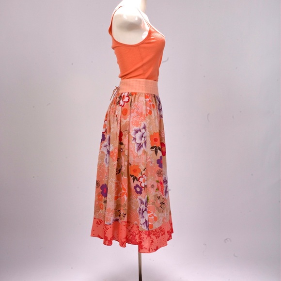 Twinkle by WENLAN Orange Purple Hawaiian Print 2pc High Waist Skirt Set Crop Top - Picture 6 of 6